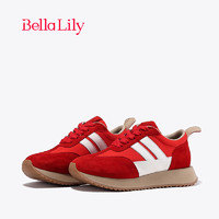 Bella Lily2024春季显脚小舒适阿甘鞋女潮流老爹鞋减龄运动鞋 红色 35