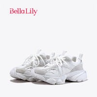 Bella Lily2024春季增高时尚小白鞋女百搭老爹鞋减龄运动鞋子 白色 36