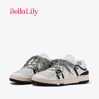 Bella Lily2024春季显脚小轻便板鞋女透气休闲鞋潮流运动鞋子 杏色 39