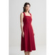  DUSHU 独束 大码女装法式气质吊带连衣裙夏装新款红色方领中长款优雅裙子　