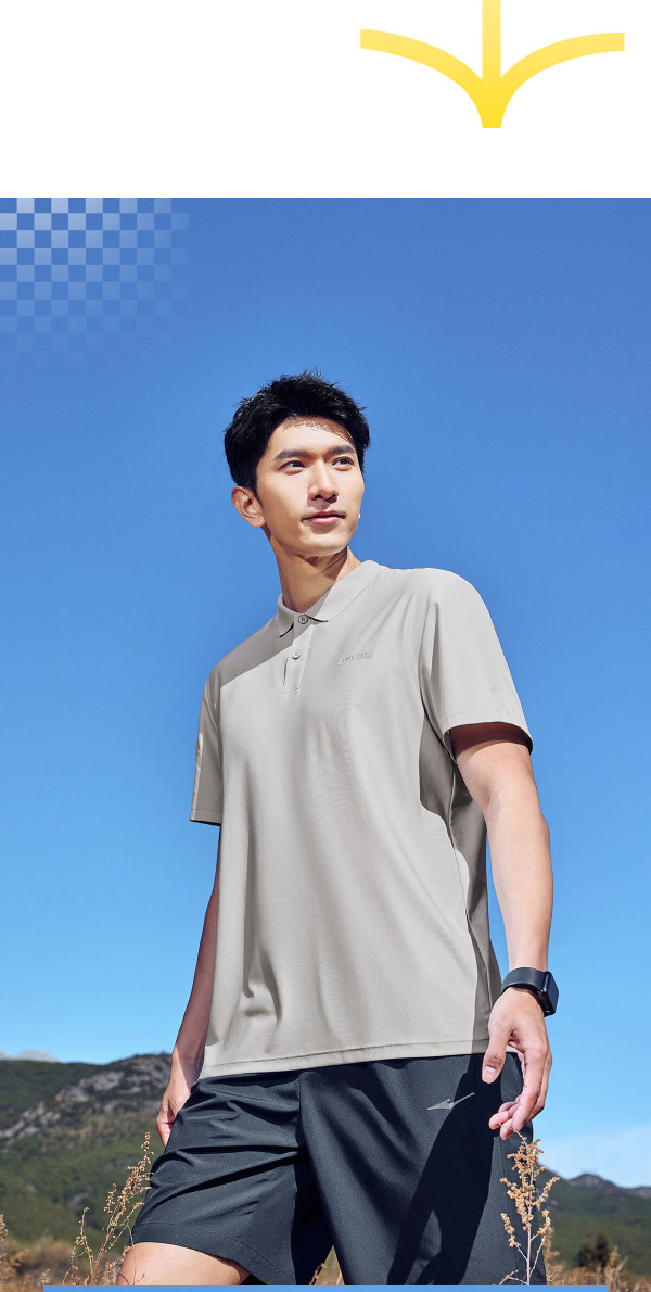 鸿星尔克t恤男休闲百搭简约夏季upf50男士翻领t恤短袖polo衫