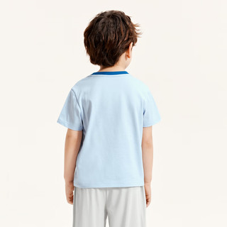 迷你巴拉男童女童短袖T恤夏季宝宝吸湿速干纯棉透气儿童上衣 冰蓝80904 130cm