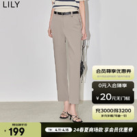 LILY2024春女装都市时尚通勤款显瘦小直筒九分裤西式休闲裤女 707浅咖啡 L