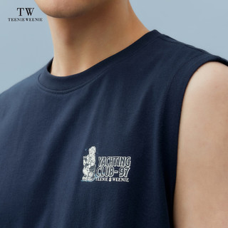 Teenie Weenie Men小熊男装背心T恤2024夏季休闲简约宽松无袖上衣 藏青色 175/L