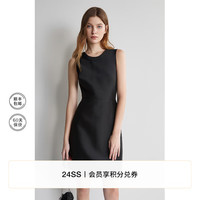 欧时力 丝光小黑裙2024新夏白裙短款礼服无袖连衣裙 黑色 M