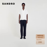 SANDRO2024春夏男装休闲白色鲨鱼领短袖衬衫上衣SHPCM01017 10/白色 XS