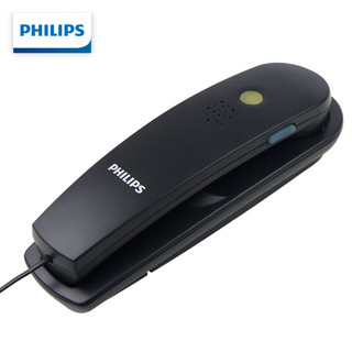 PHILIPS 飞利浦 电话机座机 固定电话 办公家用 壁挂机 桌壁两用 免电池  一键拨号TD2801黑色