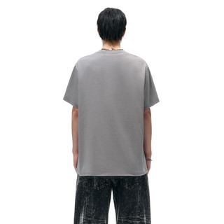 IMXS拉链T恤男视错印花短袖男女同款2024夏季百搭潮牌设计感上衣 浅灰色 S