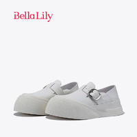 Bella Lily2024春季增高气质小白鞋女低帮复古板鞋潮流休闲鞋 白色 35