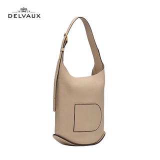 Delvaux24春夏女包女士手提包单肩腋下包Pin Hobo MM包包 季风棕