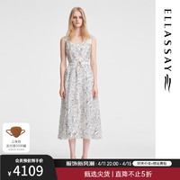 歌力思（ELLASSAY）2024夏季时尚舒适透气笔触花纹连衣裙女EWE352Y03200 白花卉 S