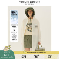 Teenie Weenie【UPF50+】小熊长袖衬衫女2024年春夏双栖彩壳防晒长款衬衣女 象牙白 175/XL
