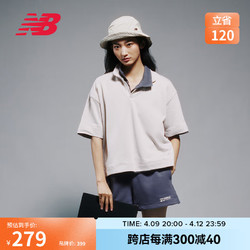 new balance POLO衫女款24年运动休闲翻领短款短袖T恤WT33535 MNK S