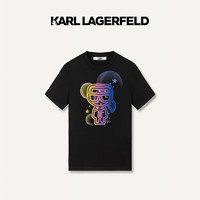 Karl Lagerfeld卡尔拉格斐轻奢老佛爷男装 2024夏款KARL潮流印花钉珠短袖T恤 黑色 52