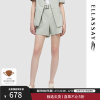 歌力思（ELLASSAY）2024春夏直筒简约通勤百搭短休闲裤女EWD352K02400 豆沙绿 S