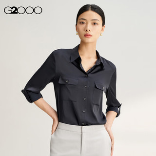 G2000【可机洗】G2000女装SS24商场柔软舒适高级感色丁布长袖衬衫 深靛蓝 36