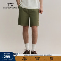 Teenie Weenie Men小熊男装短裤2024年夏季休闲商务直筒弹力裤子 军绿色 170/M
