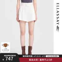 歌力思（ELLASSAY）2024夏季宽松百搭阔腿短裤高腰休闲裤女EWB352K00600 纯净白 XS