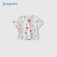 JELLYBABYt恤女童2024夏季小女孩甜美上衣儿童衣服夏装2-3岁宝宝短袖夏 米白 130CM