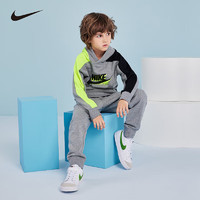 移动端：NIKE 耐克 小童装男童卫衣长裤2件套2022春秋长裤儿童套头连帽卫衣裤子套装 岩层灰 120(6)