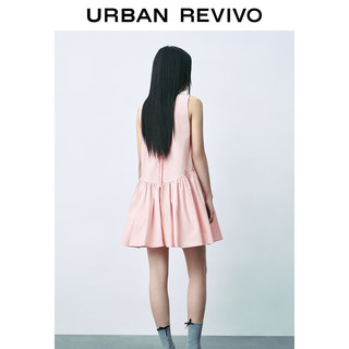 URBAN REVIVO UR2024夏季女装甜美减龄系带打褶圆领无袖连衣裙UWU740038 冷粉色 M