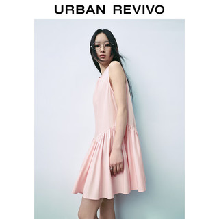 URBAN REVIVO UR2024夏季女装甜美减龄系带打褶圆领无袖连衣裙UWU740038 冷粉色 M