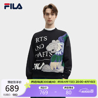 FILA 斐乐 官方×V&A联名系列男子针织圆领上衣2024春时尚休闲卫衣