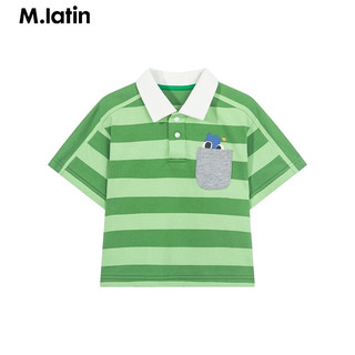 M.Latin/大冒险家的寻宝卡马拉丁童装儿童T恤24夏款男小童POLOT恤 绿色条 120cm