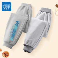 真维斯童装男童裤子2024儿童休闲卫裤时髦春秋款中大童宽松春装运动裤潮 灰/美好左下K 120