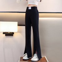 优优1点（Yoyo one）女童喇叭裤儿童春秋款鲨鱼裤女孩2024春装微喇芭比裤子大童 18301黑色 150cm