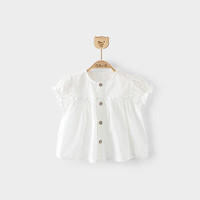 巴厘小猪（BALIPIG）女童衬衫夏季儿童纯棉衬衣薄款娃娃衫上衣女 米白 100cm