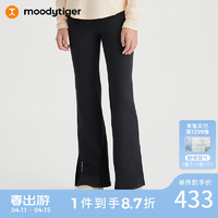 moodytiger 女童喇叭裤24年春季弹力针织个性微喇运动紧身长裤