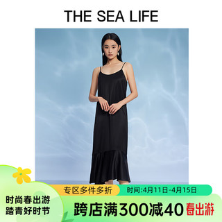 THE SEA LIFE欧海一生 优雅连衣裙24春夏不规则设计顺滑10219-1 黑法师 S