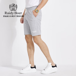 Raidy Boer/雷迪波尔【泡泡纱】夏季男装刺绣字母抽绳短裤4004 灰色  31（31）