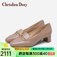 克雷斯丹尼（Chrisdien Deny）女士百搭通勤休闲鞋时尚优雅舒适单鞋 杏色LJH1802P3H 35