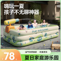 KOOCOOL儿童充气游泳池婴儿家用户外大型游泳池 有线快充套餐 1.5米三环森林绿（防撞底）