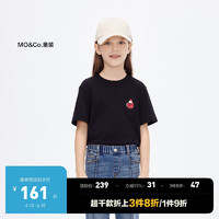 little MO&Co.little moco童装24春装女童纯棉简约印花短袖T恤衫KBD1TEET15 黑色  130/64