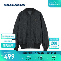 SKECHERS 斯凯奇 2024年春季新年限定男子时尚百搭双面穿裥棉夹克外套L124M008 炭灰色/000G XXL