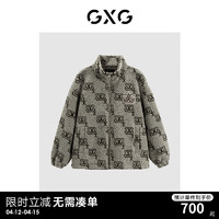 GXG 男装 商场同款多色羊羔毛立领夹克 冬季GEX12128514 卡其+棕 175/L
