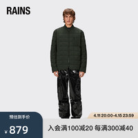 RAINS 绗缝棉服男女同款 保暖轻薄夹克 Giron Liner Jacket 绿色 M