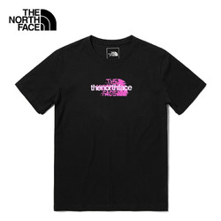 THE NORTH FACE 北面 纯棉T恤女款春夏款户外休闲运动印花圆领半袖短袖7WEY 黑色/JK3 S