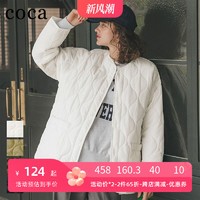 coca 日系棉衣宽松圆领衔缝棉服冬季外套女装轻薄棉袄