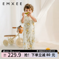 嫚熙（EMXEE）婴儿分腿睡袋儿童宝宝春夏季七分袖 牛油果纱罗睡袋 【前2后2 七分袖】梨园 80码【72-80cm】