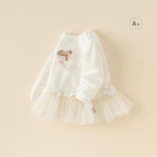 戴维贝拉 女童裙式上衣2024春装儿童长袖T恤宝宝衣服童装