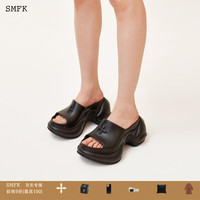 SMFKWAVE高跟运动拖鞋 SL002B1 厚底增高时髦一字拖 9.5cm 荒野黑 4.25 38 第2批
