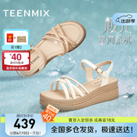 TEENMIX 天美意 2024夏时尚百搭简约通勤女休闲凉鞋CKV02BL4 米白色 35