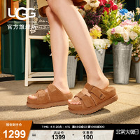 UGG 夏季新款女士休闲舒适纯色厚底露趾可调式鞋面束带凉拖1155458