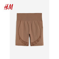 H&M 夏季新款女装DryMove™无痕运动骑行短裤1133236 浅棕色 155/64 (XS)