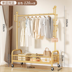 妙立衣帽架_miaoli 妙立 落地多功能衣帽架 120单层金色加粗款多少钱
