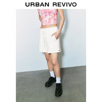 URBAN REVIVO 夏季女休闲松紧腰抽绳短裤 UWV640042 本白 S